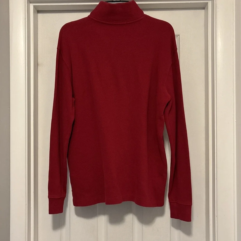 Polo Ralph Lauren 1/4 Zip Mock Neck Suede Cotton French Rib Pullover Red Pony L